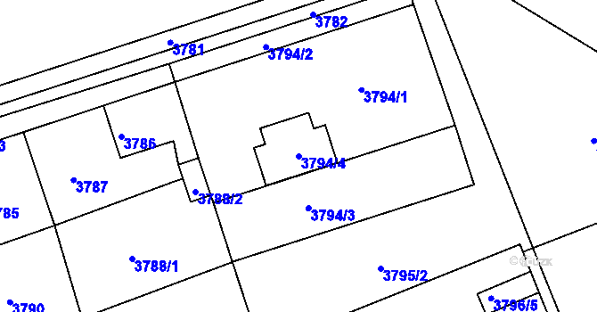 Parcela st. 3794/4 v KÚ Varnsdorf, Katastrální mapa
