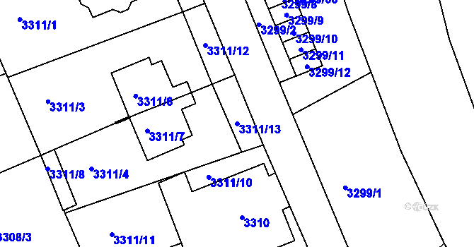 Parcela st. 3311/13 v KÚ Varnsdorf, Katastrální mapa