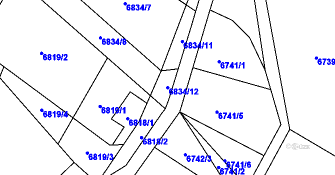 Parcela st. 6834/12 v KÚ Varnsdorf, Katastrální mapa