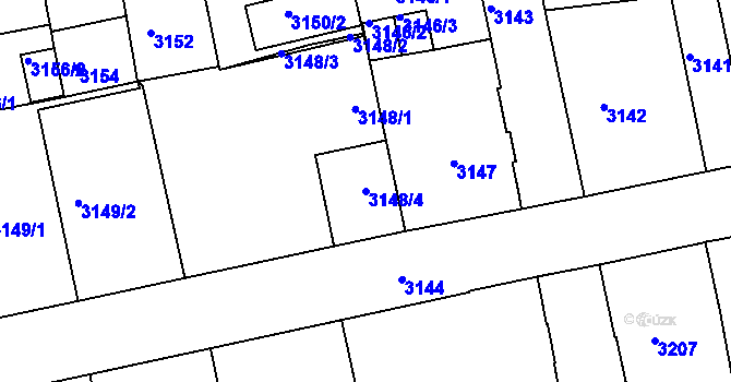 Parcela st. 3148/4 v KÚ Varnsdorf, Katastrální mapa
