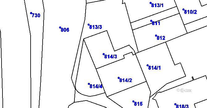 Parcela st. 814/3 v KÚ Varnsdorf, Katastrální mapa