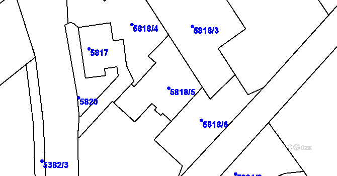 Parcela st. 5818/5 v KÚ Varnsdorf, Katastrální mapa