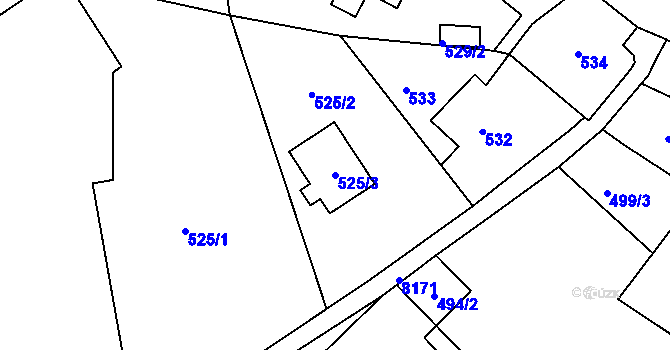 Parcela st. 525/3 v KÚ Varnsdorf, Katastrální mapa