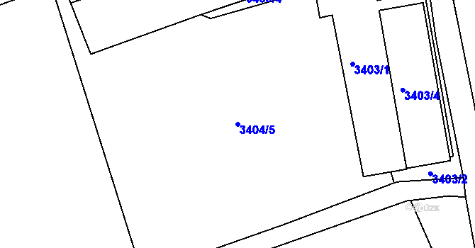 Parcela st. 3404/5 v KÚ Varnsdorf, Katastrální mapa