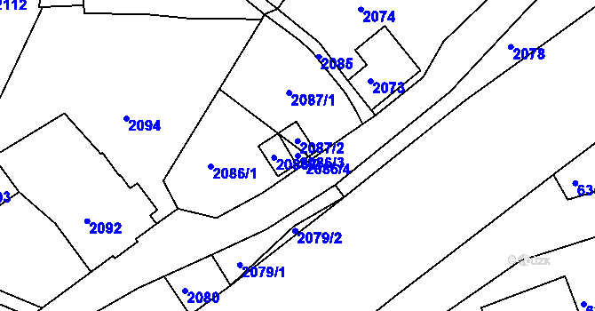 Parcela st. 2086/3 v KÚ Varnsdorf, Katastrální mapa