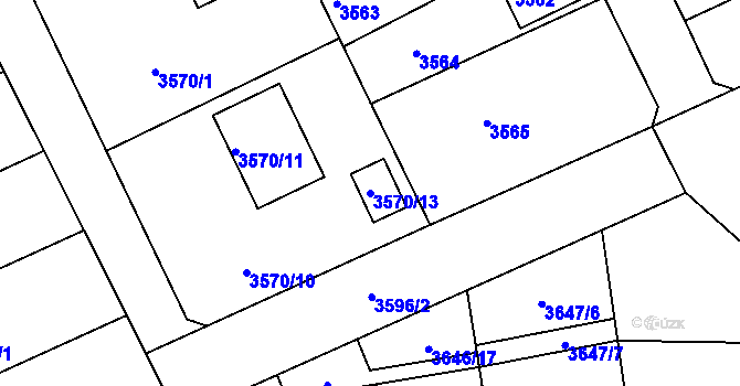 Parcela st. 3570/13 v KÚ Varnsdorf, Katastrální mapa