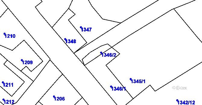 Parcela st. 1346/2 v KÚ Varnsdorf, Katastrální mapa