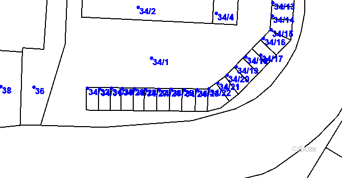 Parcela st. 34/25 v KÚ Varnsdorf, Katastrální mapa