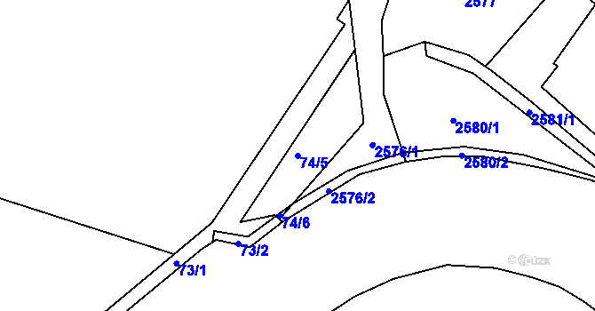 Parcela st. 74/5 v KÚ Varnsdorf, Katastrální mapa