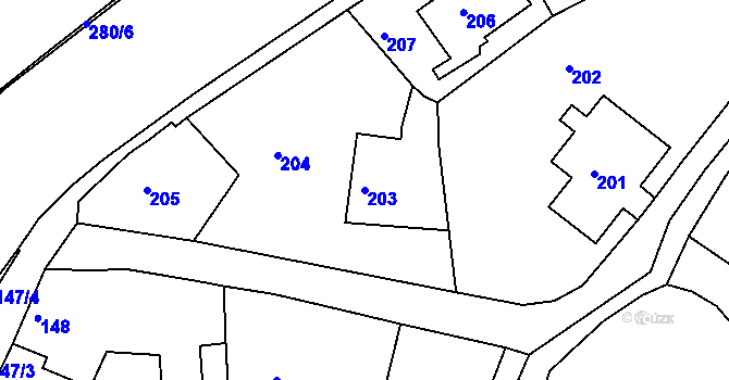 Parcela st. 203 v KÚ Varnsdorf, Katastrální mapa