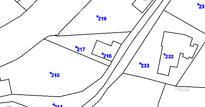 Parcela st. 216 v KÚ Varnsdorf, Katastrální mapa