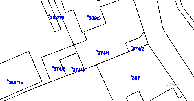 Parcela st. 374/1 v KÚ Varnsdorf, Katastrální mapa