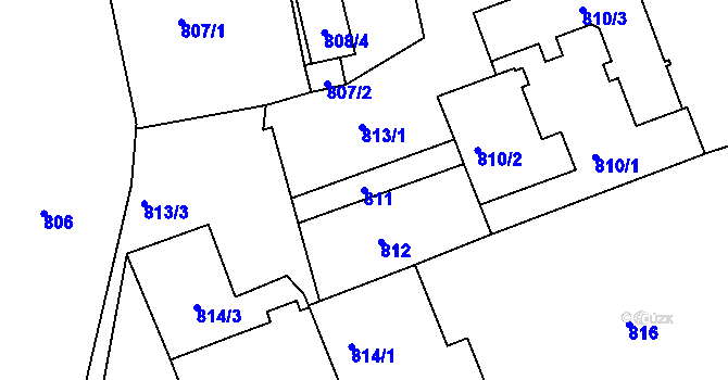 Parcela st. 811 v KÚ Varnsdorf, Katastrální mapa