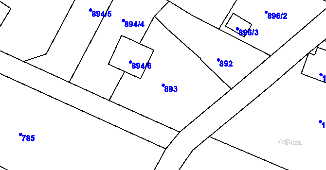 Parcela st. 893 v KÚ Varnsdorf, Katastrální mapa