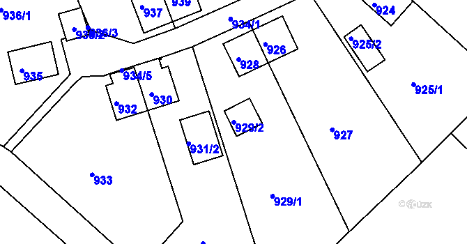 Parcela st. 929/2 v KÚ Varnsdorf, Katastrální mapa