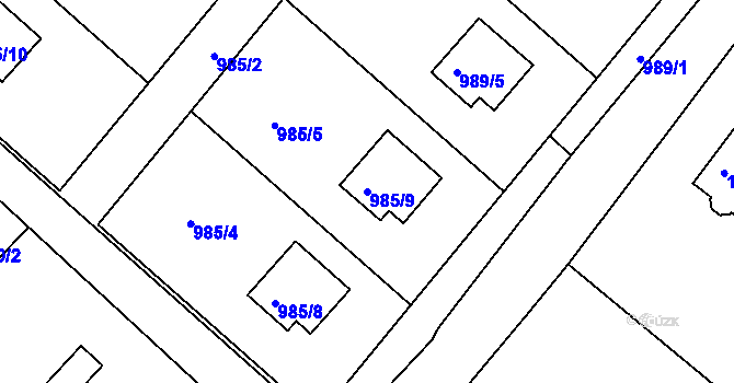 Parcela st. 985/9 v KÚ Varnsdorf, Katastrální mapa