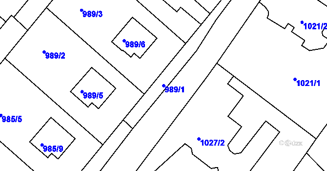 Parcela st. 989/1 v KÚ Varnsdorf, Katastrální mapa