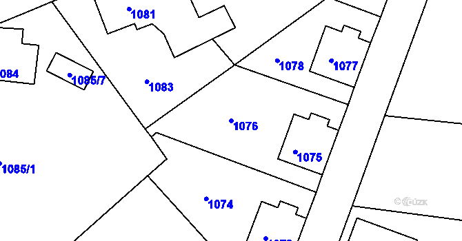 Parcela st. 1076 v KÚ Varnsdorf, Katastrální mapa