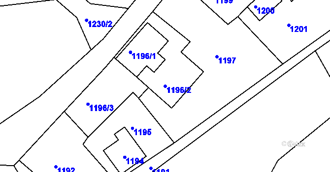 Parcela st. 1196/2 v KÚ Varnsdorf, Katastrální mapa