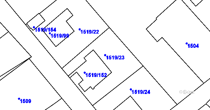 Parcela st. 1519/23 v KÚ Varnsdorf, Katastrální mapa