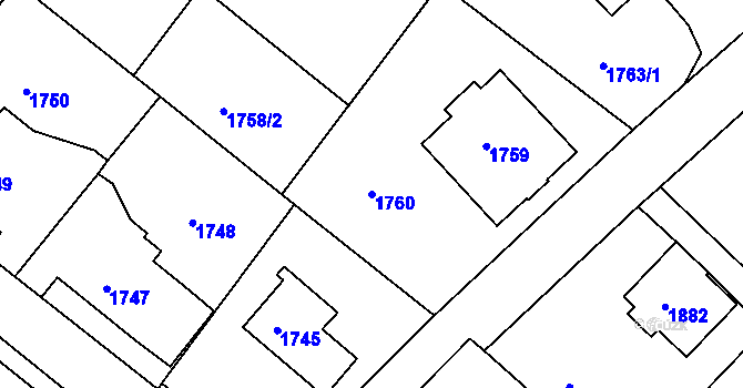 Parcela st. 1760 v KÚ Varnsdorf, Katastrální mapa