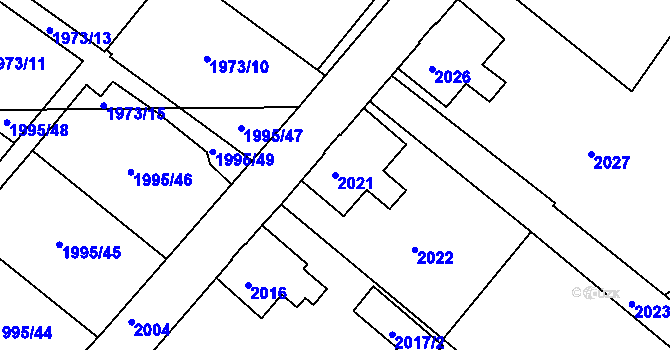 Parcela st. 2021 v KÚ Varnsdorf, Katastrální mapa