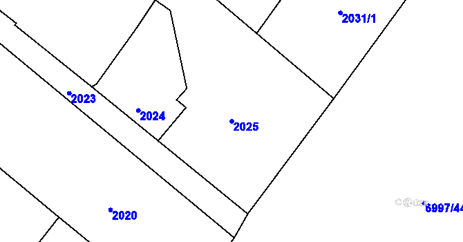 Parcela st. 2025 v KÚ Varnsdorf, Katastrální mapa