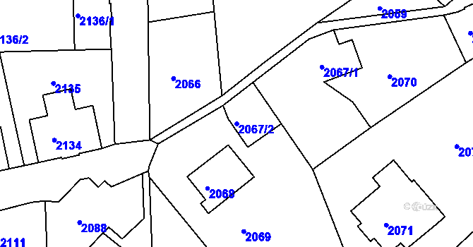 Parcela st. 2067/2 v KÚ Varnsdorf, Katastrální mapa