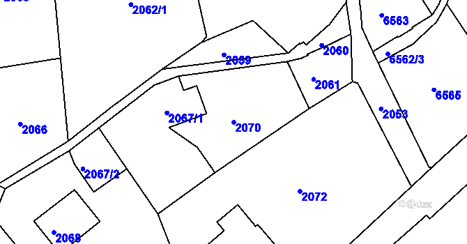 Parcela st. 2070 v KÚ Varnsdorf, Katastrální mapa