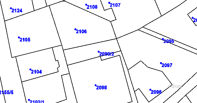 Parcela st. 2099/2 v KÚ Varnsdorf, Katastrální mapa