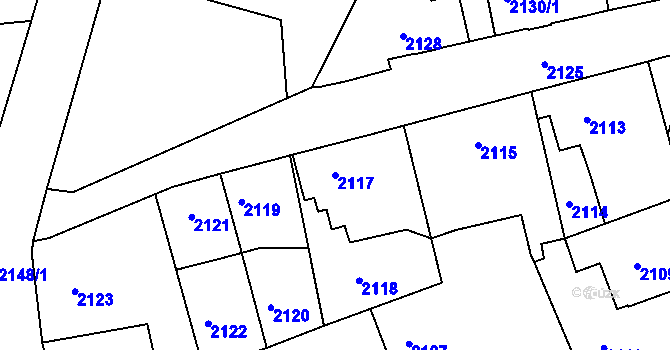 Parcela st. 2117 v KÚ Varnsdorf, Katastrální mapa