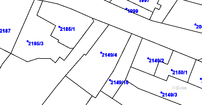 Parcela st. 2149/4 v KÚ Varnsdorf, Katastrální mapa