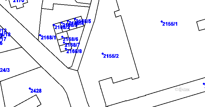 Parcela st. 2155/2 v KÚ Varnsdorf, Katastrální mapa