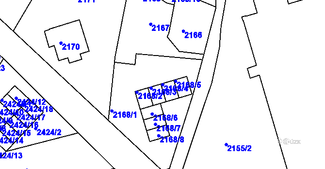 Parcela st. 2168/4 v KÚ Varnsdorf, Katastrální mapa
