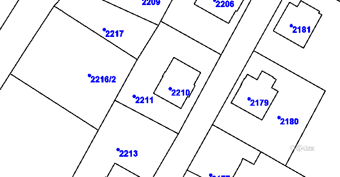 Parcela st. 2210 v KÚ Varnsdorf, Katastrální mapa