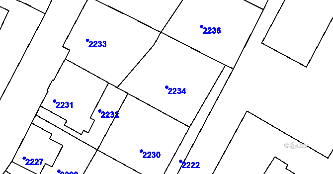 Parcela st. 2234 v KÚ Varnsdorf, Katastrální mapa