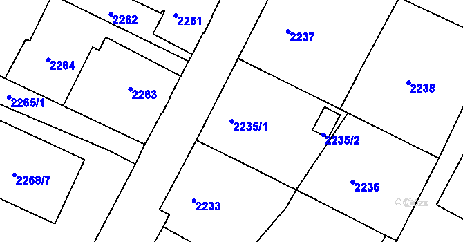 Parcela st. 2235/1 v KÚ Varnsdorf, Katastrální mapa