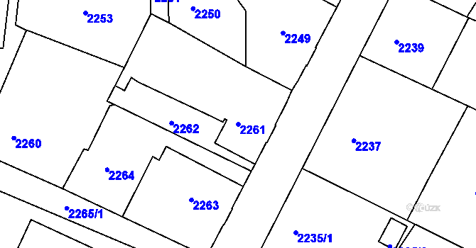 Parcela st. 2261 v KÚ Varnsdorf, Katastrální mapa