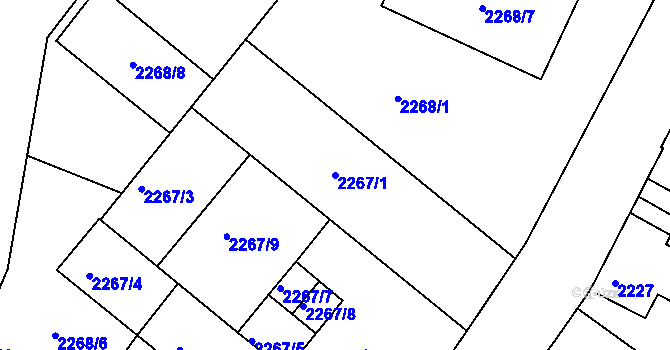 Parcela st. 2267/1 v KÚ Varnsdorf, Katastrální mapa