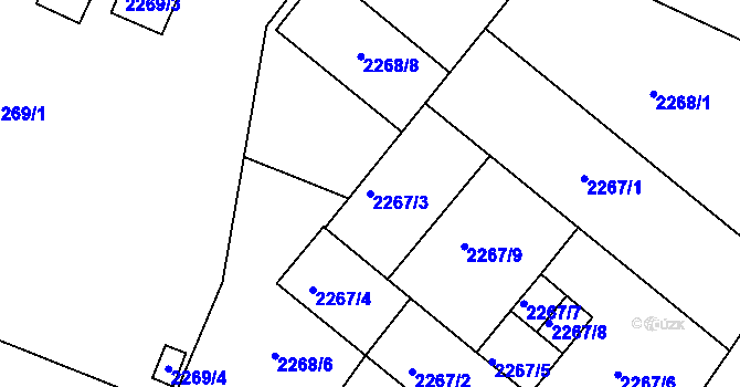 Parcela st. 2267/3 v KÚ Varnsdorf, Katastrální mapa