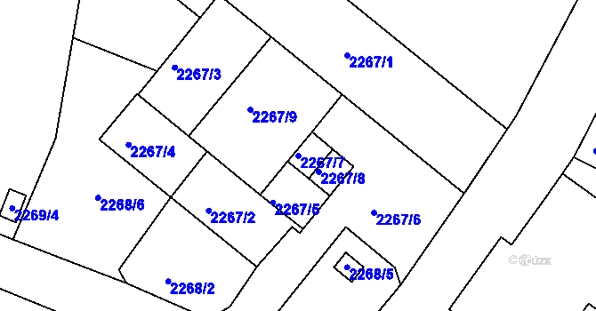 Parcela st. 2267/7 v KÚ Varnsdorf, Katastrální mapa
