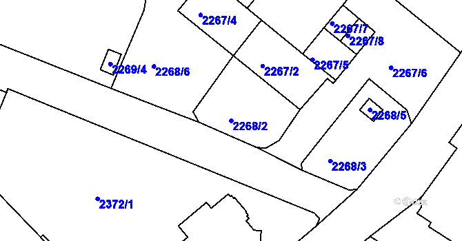 Parcela st. 2268/2 v KÚ Varnsdorf, Katastrální mapa