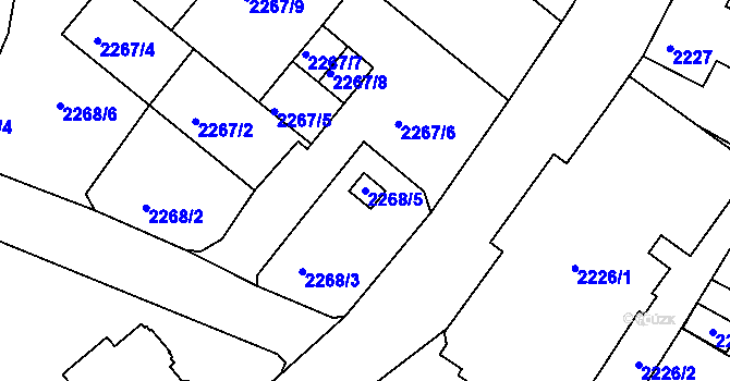 Parcela st. 2268/5 v KÚ Varnsdorf, Katastrální mapa