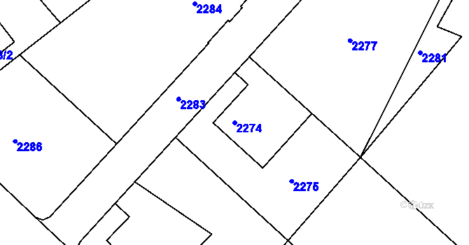 Parcela st. 2274 v KÚ Varnsdorf, Katastrální mapa