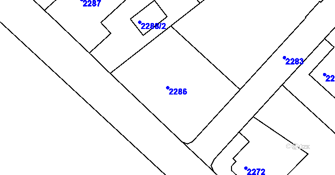Parcela st. 2286 v KÚ Varnsdorf, Katastrální mapa