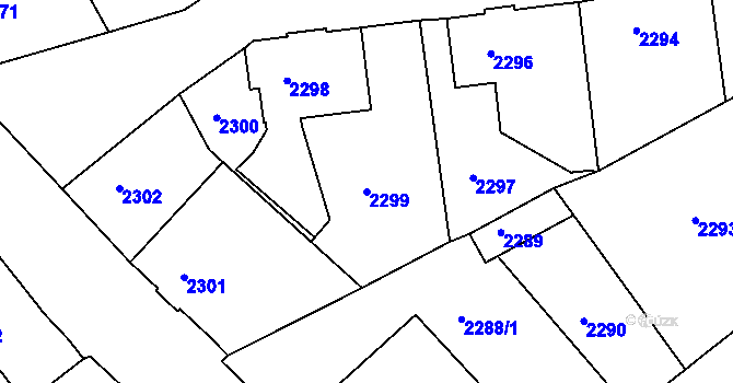 Parcela st. 2299 v KÚ Varnsdorf, Katastrální mapa