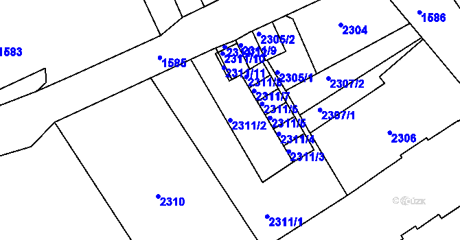 Parcela st. 2311/2 v KÚ Varnsdorf, Katastrální mapa