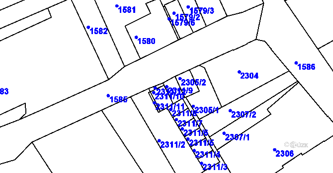 Parcela st. 2311/9 v KÚ Varnsdorf, Katastrální mapa