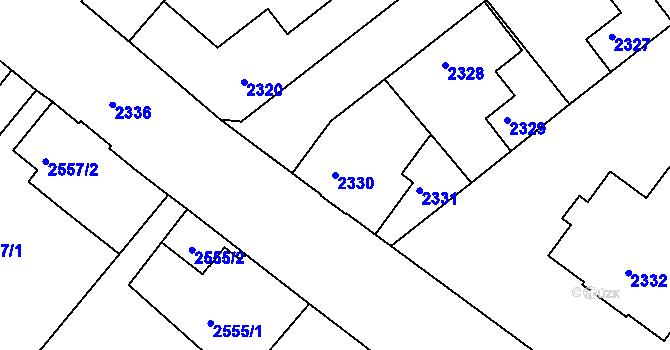 Parcela st. 2330 v KÚ Varnsdorf, Katastrální mapa
