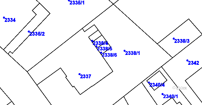 Parcela st. 2338/6 v KÚ Varnsdorf, Katastrální mapa